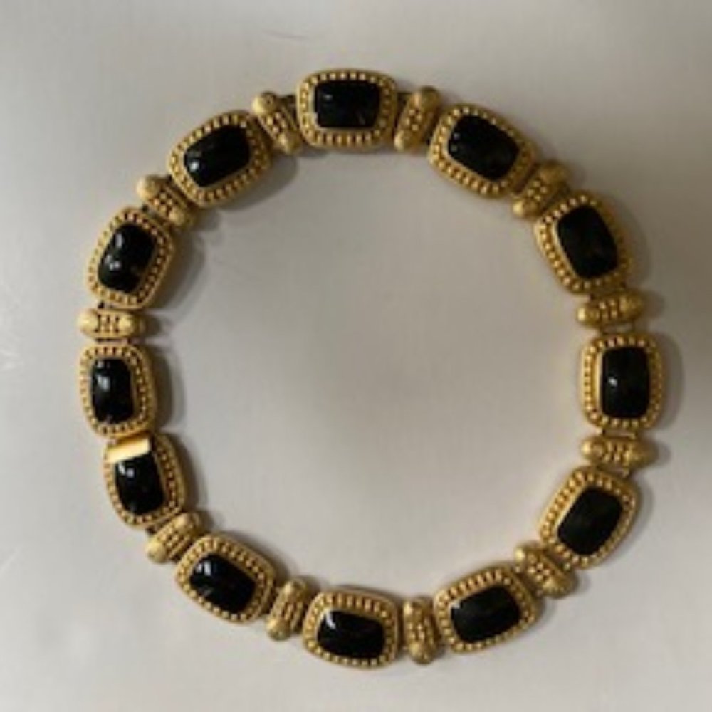 Black stone and Gold necklace